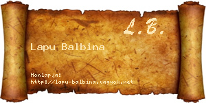 Lapu Balbina névjegykártya